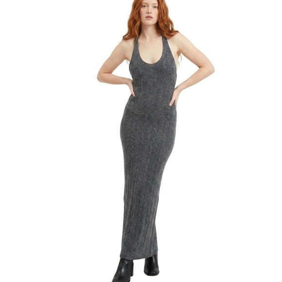 Rumored Dresses & Skirts - RUMORED Lakeville Maxi Dress Womens M Smoke Heather Knit Halter Racerback Tank